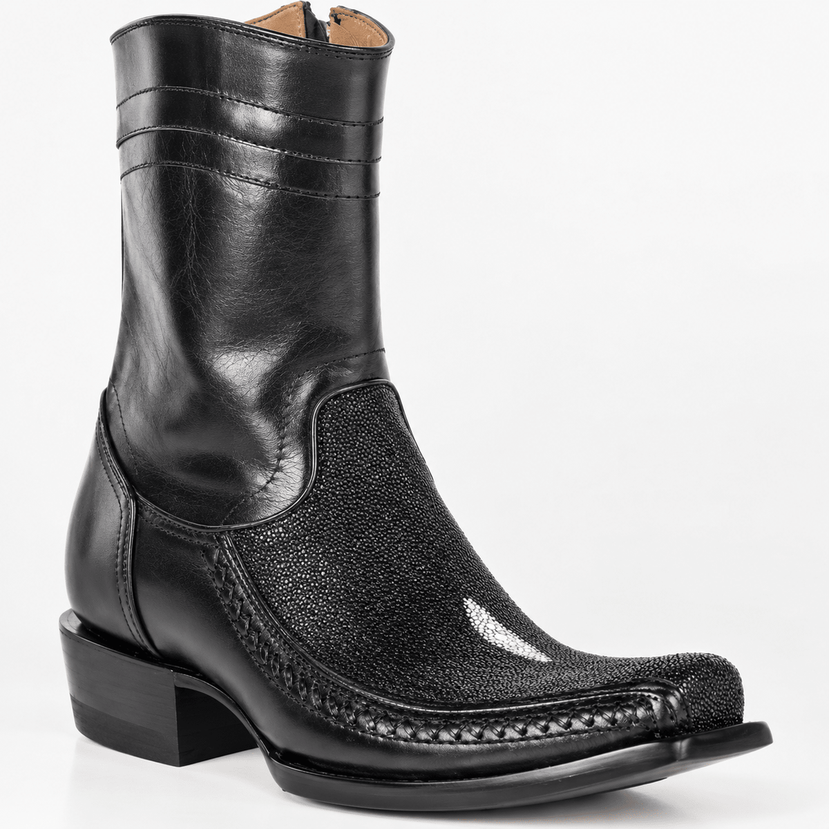 Bota Moderna piel exotica piel mantarraya negra mod Diego 04 - Tiendacharra.com - Bodega Tienda Charra