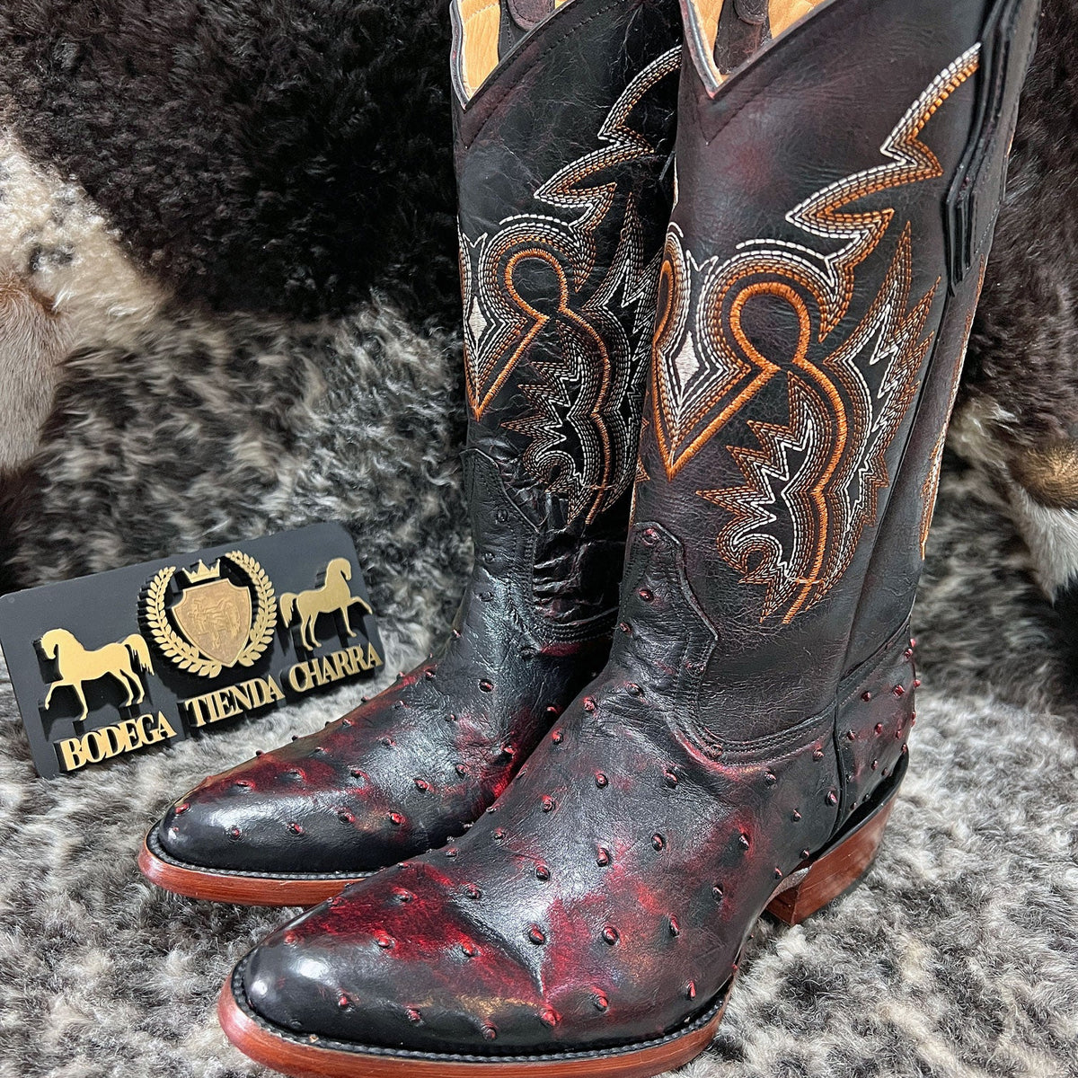 Ostrich Boots Bota Charra Original Men's Exotic Ostrich Leg Cowboy