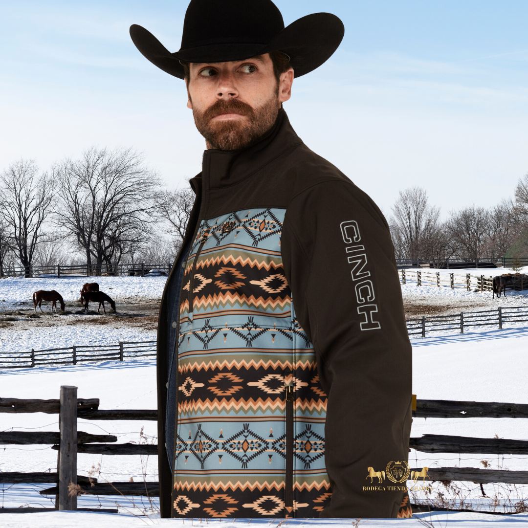 Chamarra Cinch estampado azul/café - Tiendacharra.com - Bodega Tienda Charra