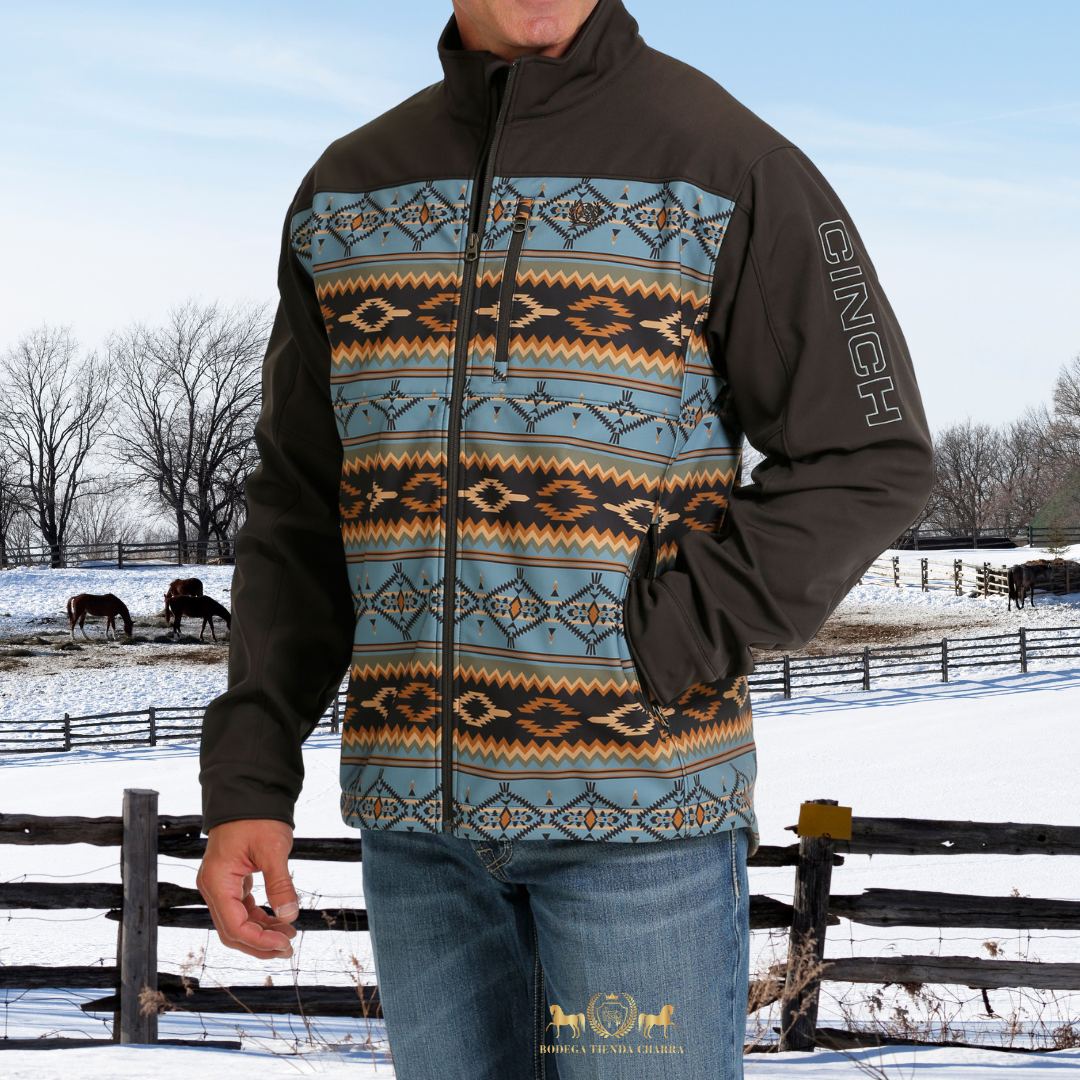 Chamarra Cinch estampado azul/café - Tiendacharra.com - Bodega Tienda Charra