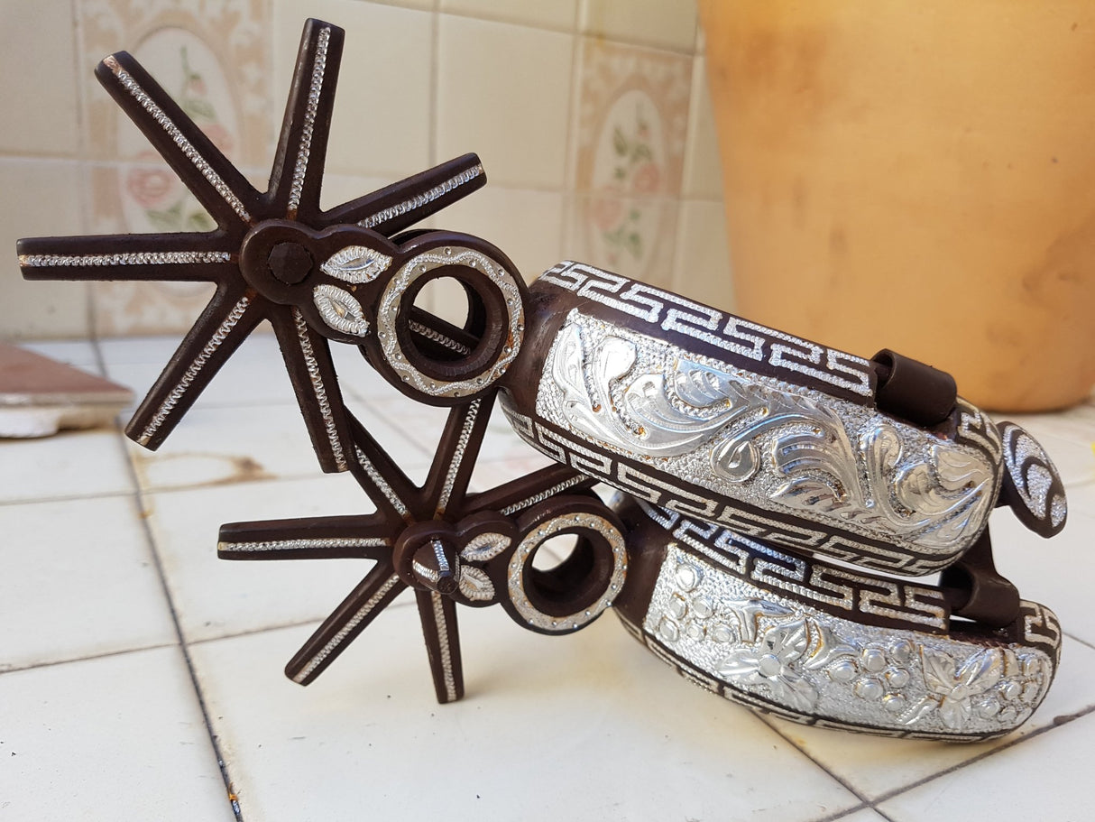 Espuela charra grande con incrustaciones en aluminio - Tiendacharra.com - Bodega Tienda Charra
