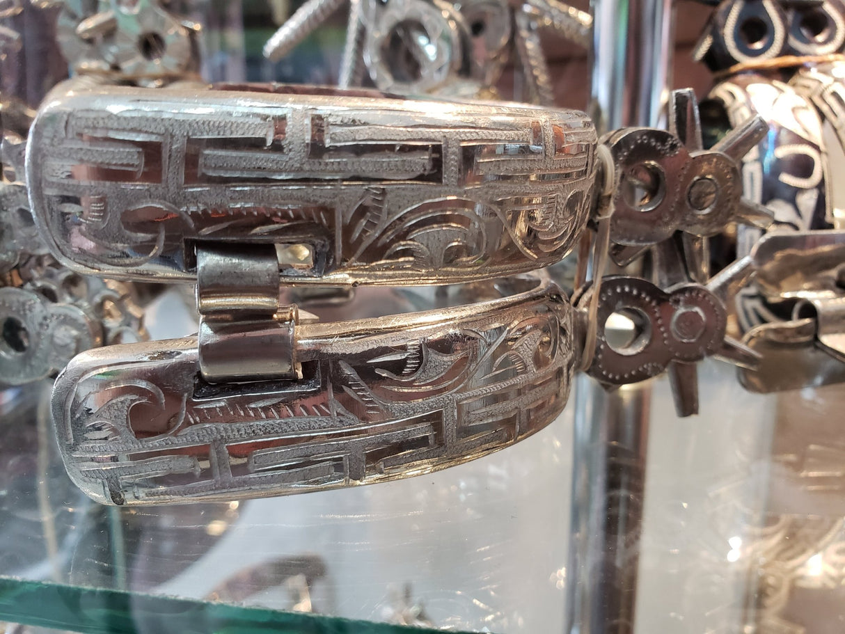 Espuela jarocha, grecas, en acero inoxidable - Tiendacharra.com - Bodega Tienda Charra