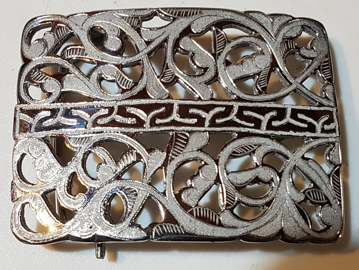 Hebilla en acero inoxidable calada ramo y greca - Tiendacharra.com - Bodega Tienda Charra