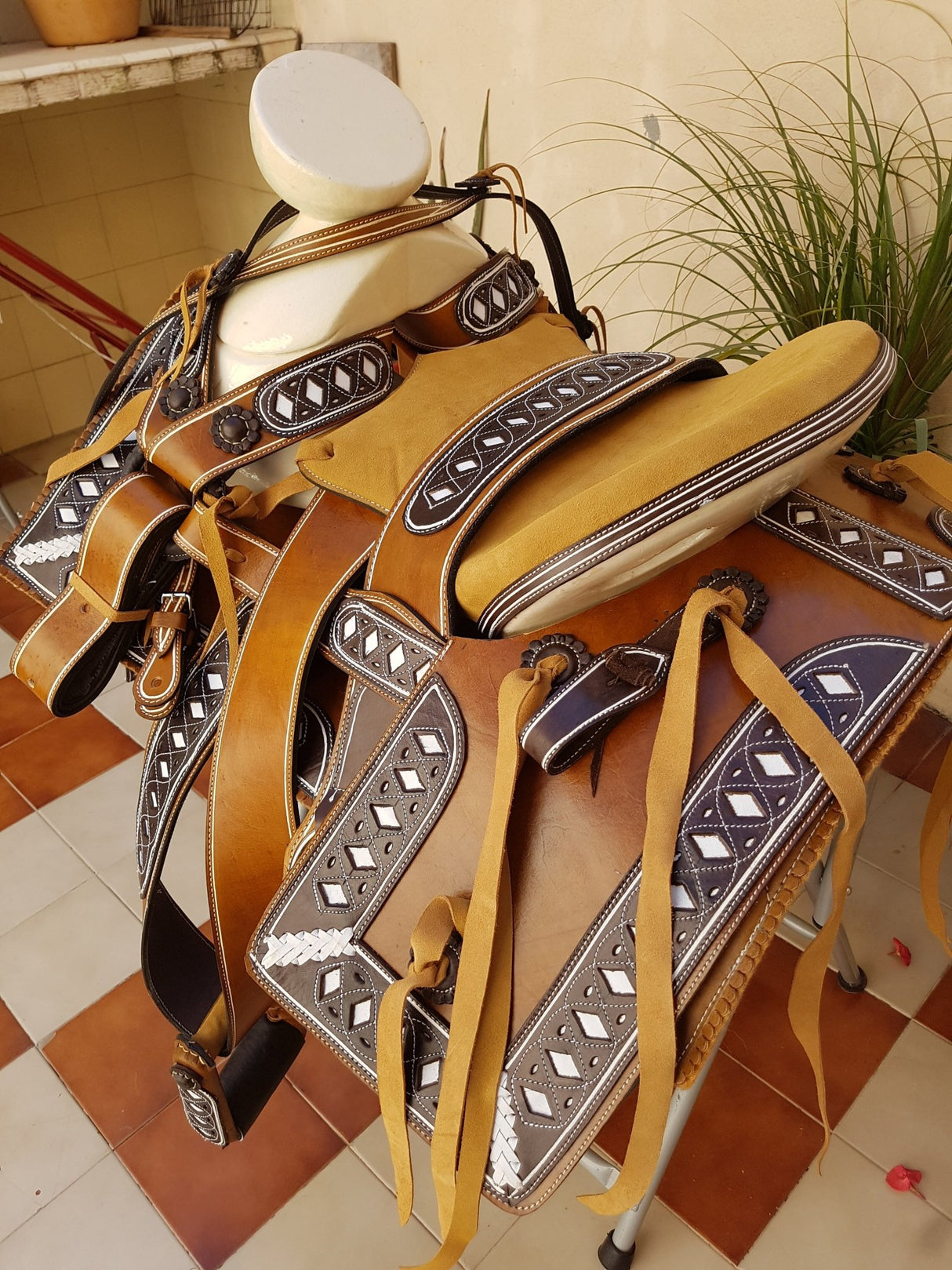 Silla charra cantina cuadrada, vistas resacadas de rombos - Tiendacharra.com - Bodega Tienda Charra