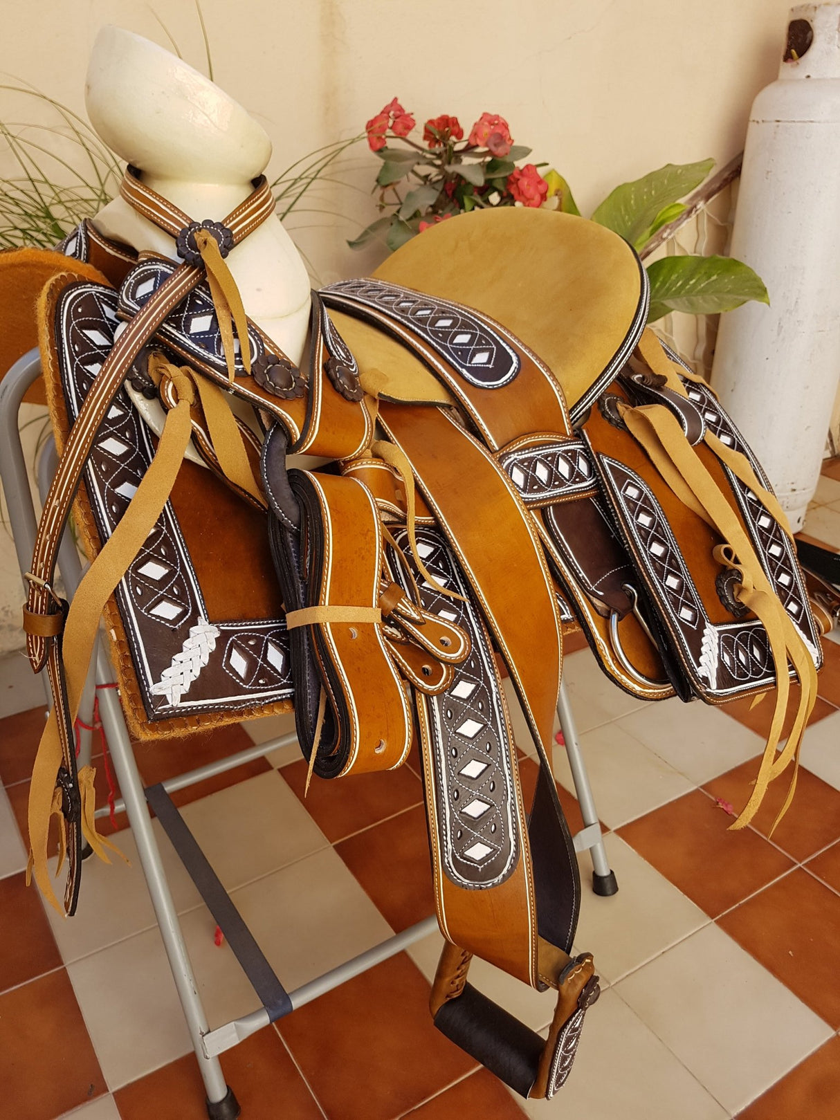 Silla charra cantina cuadrada, vistas resacadas de rombos - Tiendacharra.com - Bodega Tienda Charra