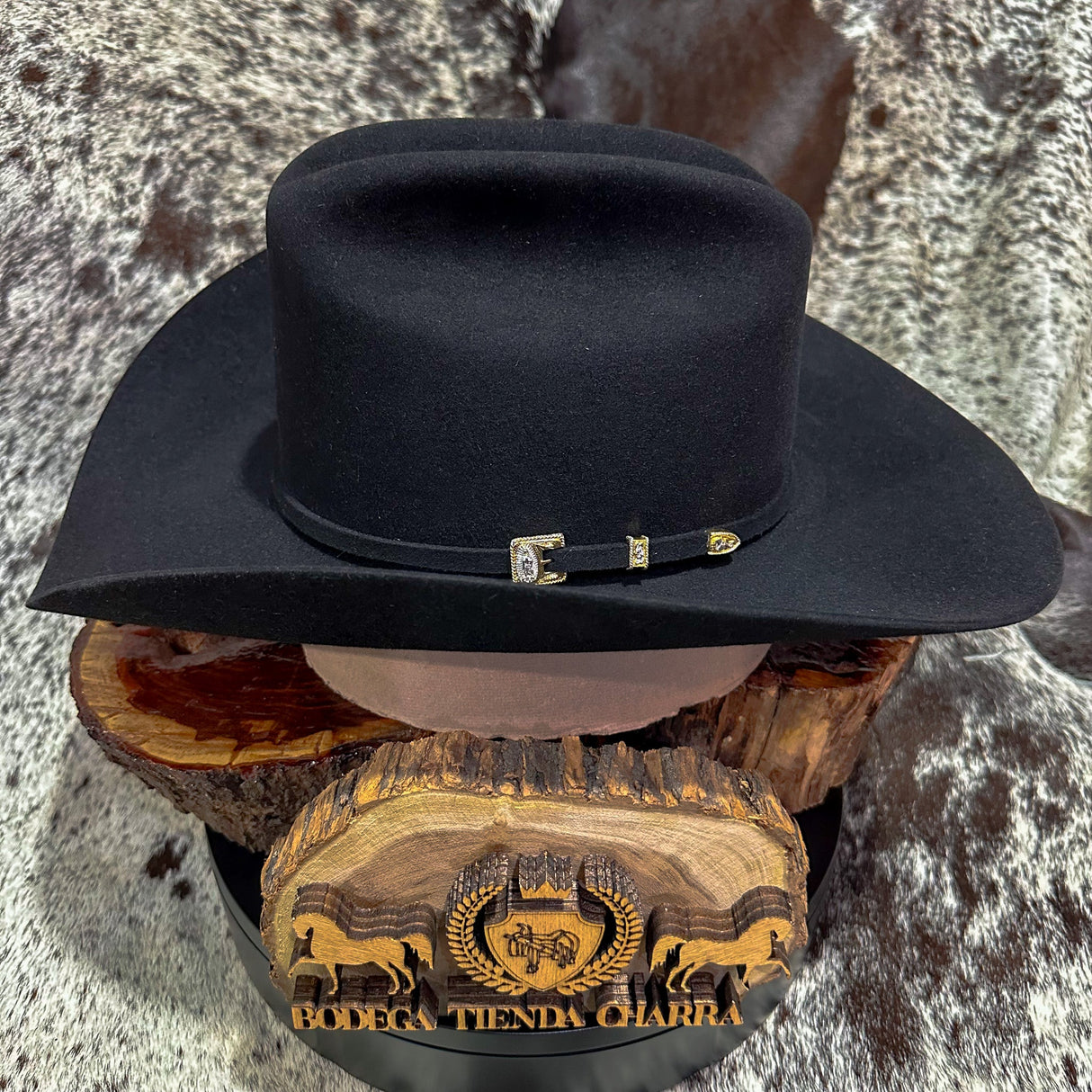 Texana Stetson Guadalupana 6x Negra - Pelo de Castor - Tiendacharra.com - Bodega Tienda Charra