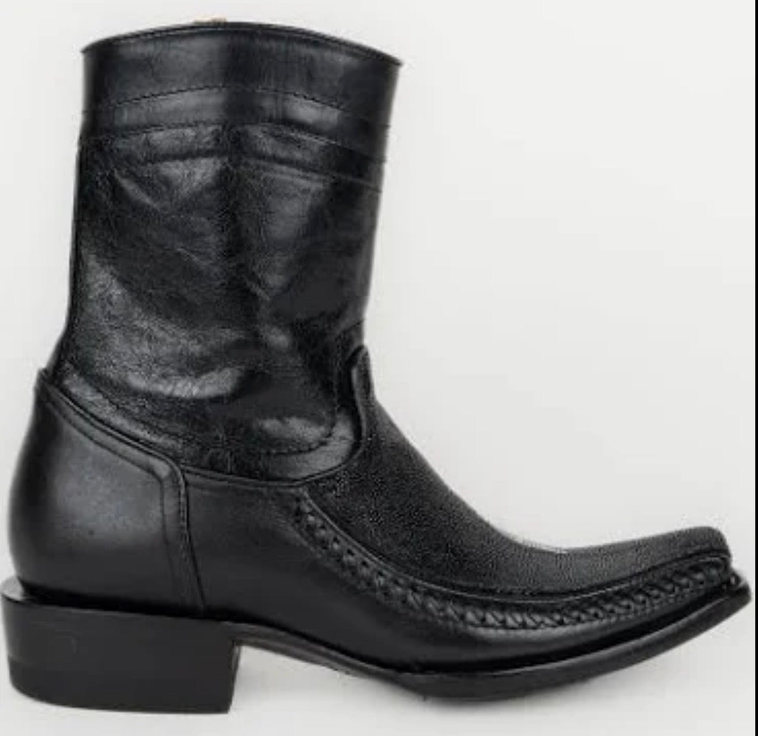 Bota Moderna piel exotica piel mantarraya negra mod Diego 04