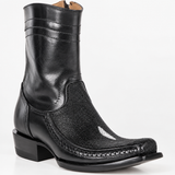 Bota Moderna piel exotica piel mantarraya negra mod Diego 04