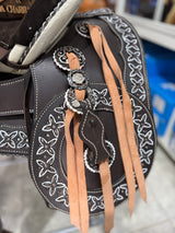 Montura Charra Cuero Americano con herraje pavonado