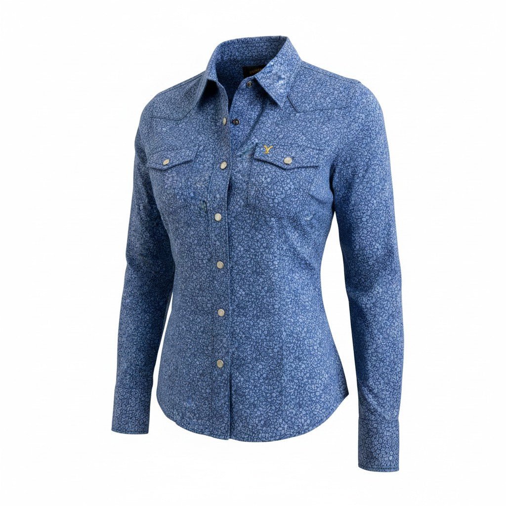 Blusa Vaquera de Dama Yellowstone SDY005 Arina Azul - Tiendacharra.com - Bodega Tienda Charra