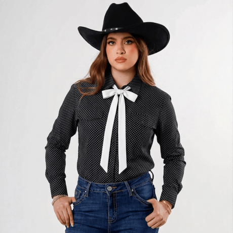 Blusa Vaquera de Dama Yellowstone SDY006 Puntos Negros - Tiendacharra.com - Bodega Tienda Charra