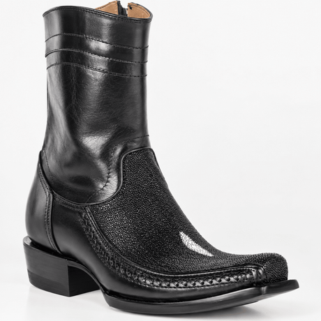 Bota Moderna piel exotica piel mantarraya negra mod Diego 04 - Tiendacharra.com - Bodega Tienda Charra