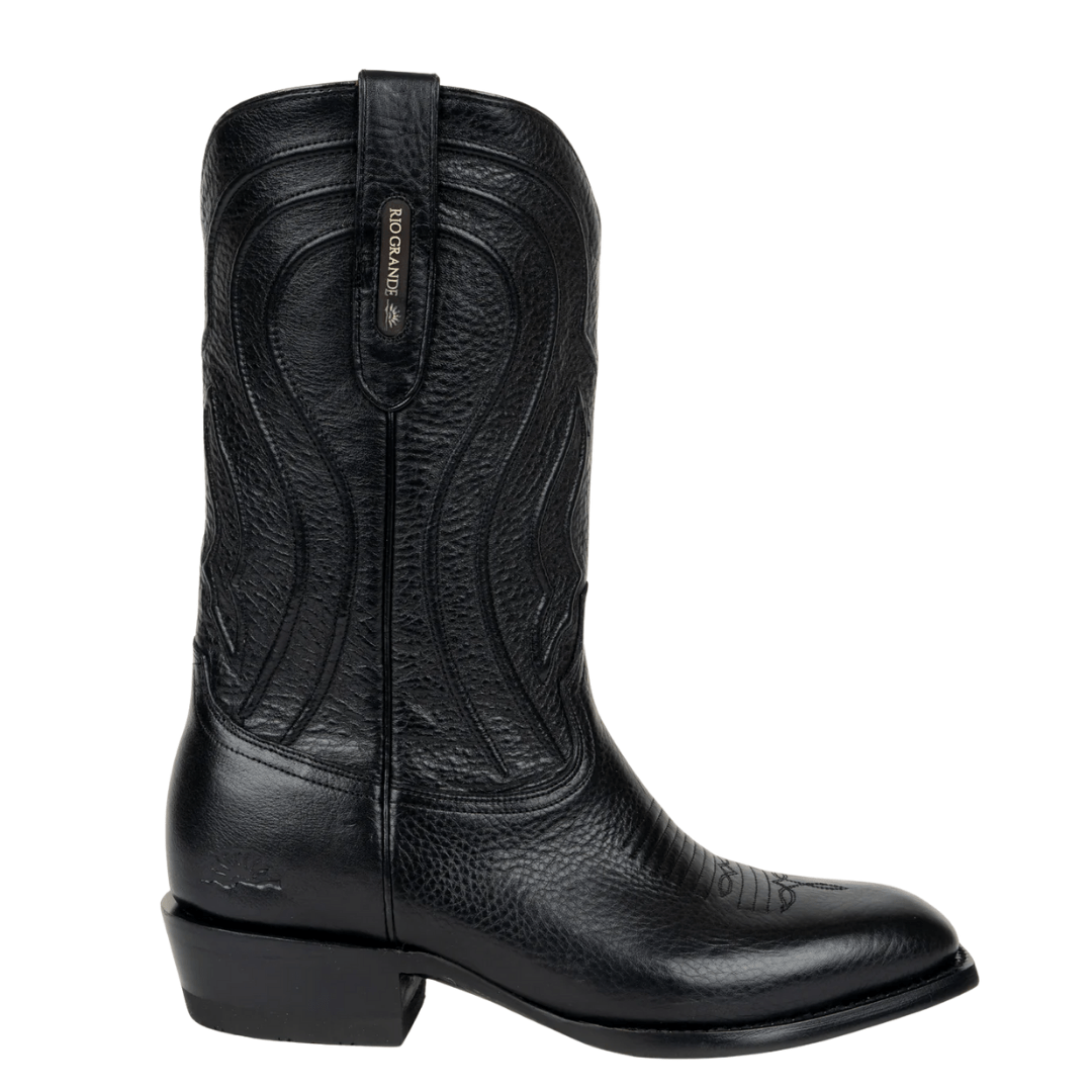 Botas De Montar OHC Modelo Litchi Talla 37 - Pantorrilla Ancha 2XL, Tacón 4cm, Hebillas Decorativas, Color Negro