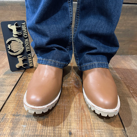 Botin charro suela de tractor, color piel Graso - Tiendacharra.com - Bodega Tienda Charra