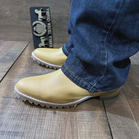 Botin charro suela de tractor, piel color Madera - Tiendacharra.com - Bodega Tienda Charra