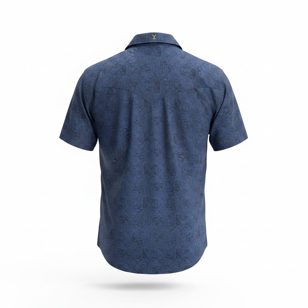 Camisa Yellowstone SCY014 Manga Corta Azul - Tiendacharra.com - Bodega Tienda Charra