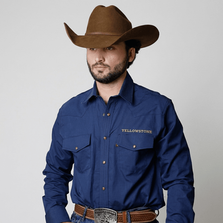 Camisa Yellowstone Y25SCY015 Oxford Indigo - Tiendacharra.com - Bodega Tienda Charra