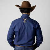 Camisa Yellowstone Y25SCY015 Oxford Indigo - Tiendacharra.com - Bodega Tienda Charra