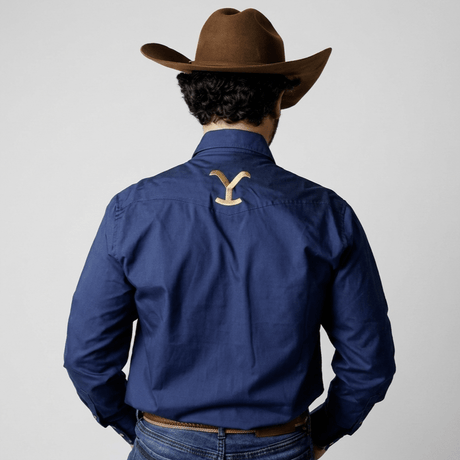 Camisa Yellowstone Y25SCY015 Oxford Indigo - Tiendacharra.com - Bodega Tienda Charra