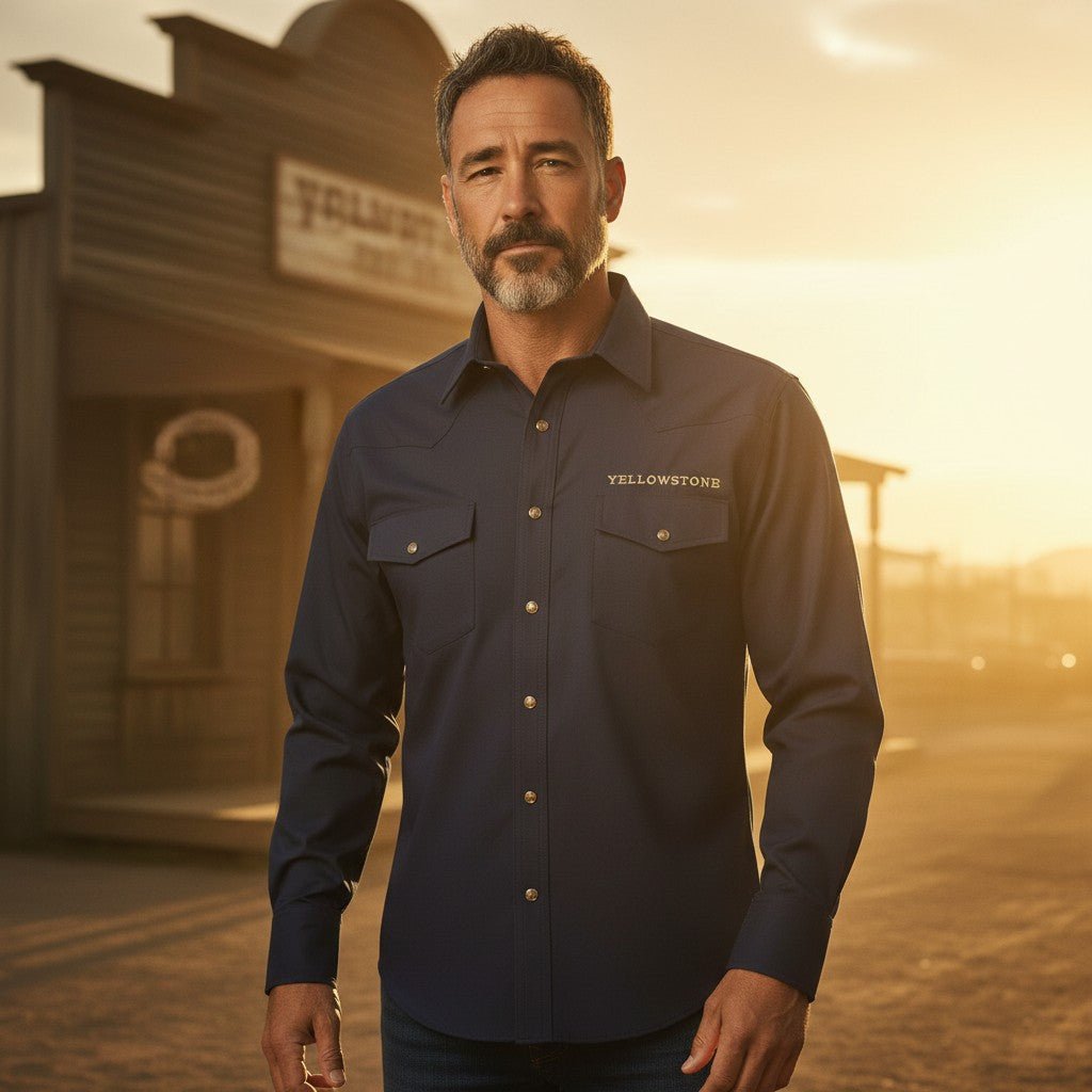 Camisa Yellowstone Y25SCY015 Oxford Indigo - Tiendacharra.com - Bodega Tienda Charra