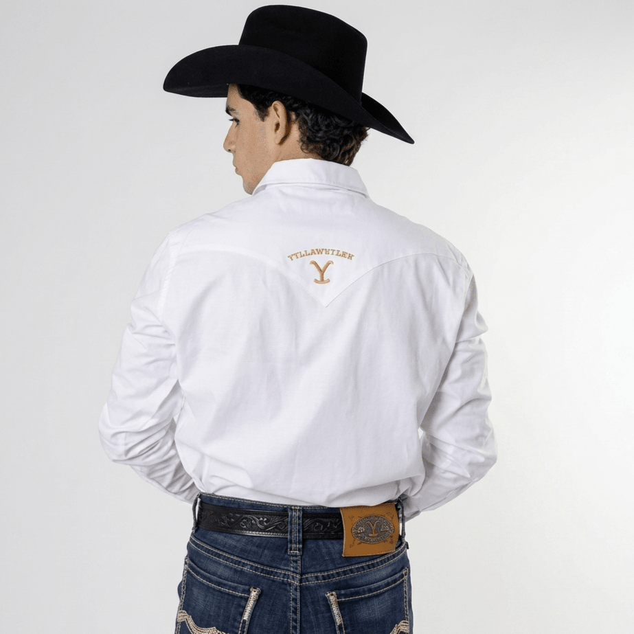 Camisa Yellowstone Y25SCY016 Oxford Blanco - Tiendacharra.com - Bodega Tienda Charra