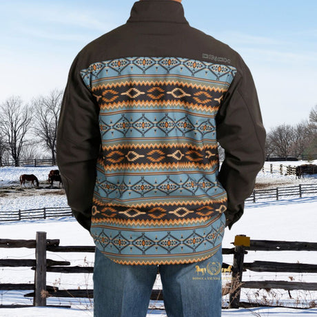 Chamarra Cinch estampado azul/café - Tiendacharra.com - Bodega Tienda Charra