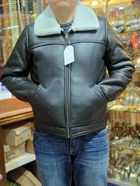 Chamarra de piel de borrego con cierre (Negra) - Tiendacharra.com - Bodega Tienda Charra