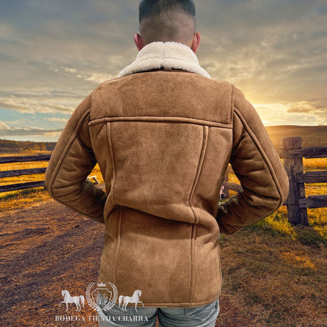 Chamarra Malboro de piel de borrego cazadora (natural) - Tiendacharra.com - Bodega Tienda Charra