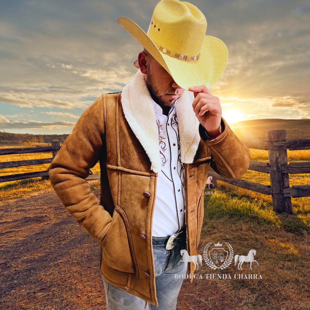 Chamarra Malboro de piel de borrego cazadora (natural)