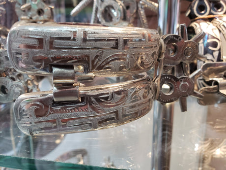 Espuela jarocha, grecas, en acero inoxidable - Tiendacharra.com - Bodega Tienda Charra