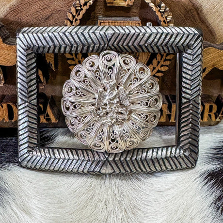 Hebilla charra rosetón filigrana con águila porfiriana - Tiendacharra.com - Bodega Tienda Charra