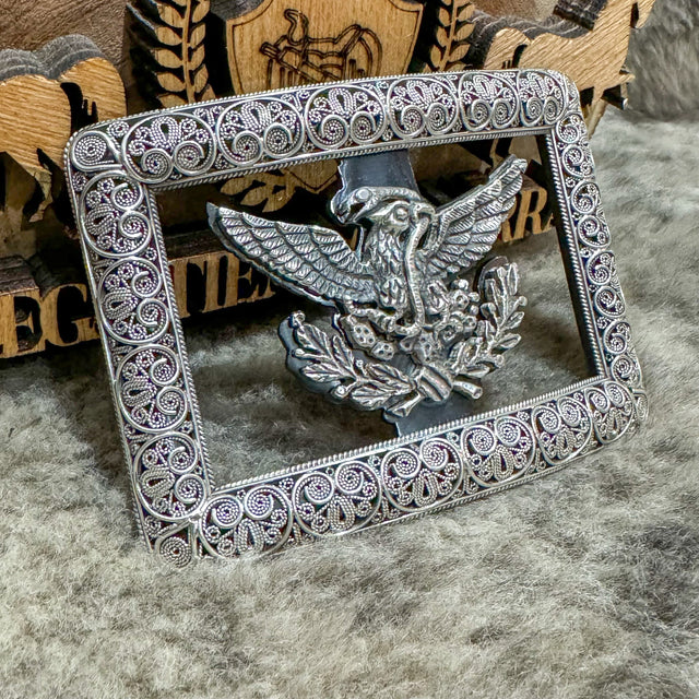 Hebilla en filigrana Águila Porfiriana (hilos de plata) - Tiendacharra.com - Bodega Tienda Charra