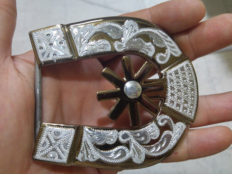 Hebilla pavón café, con rodaja, modelo herradura - Tiendacharra.com - Bodega Tienda Charra