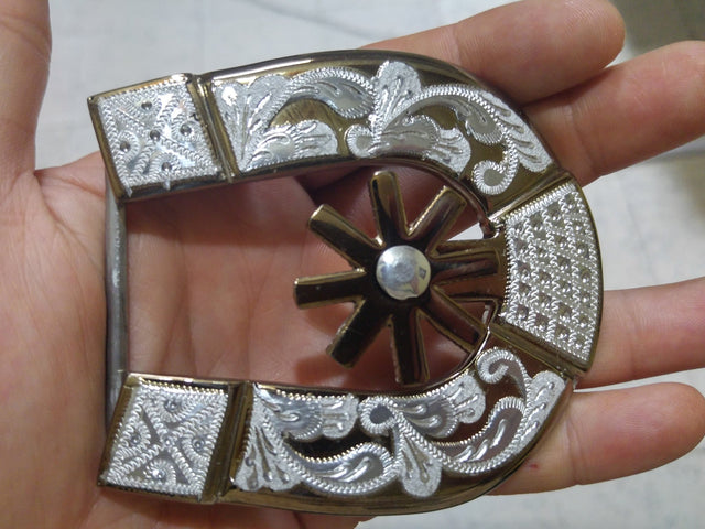 Hebilla pavón café, con rodaja, modelo herradura - Tiendacharra.com - Bodega Tienda Charra