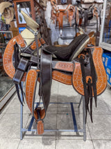 Montura Charra Colita de Pato con Cantinas Desmontables | Color Chocolate | Diseño de Esferas - Tiendacharra.com - Bodega Tienda Charra