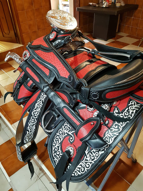 Silla charra bordada con piel de avestruz - Tiendacharra.com - Bodega Tienda Charra