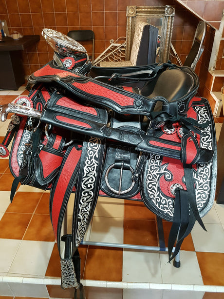 Silla charra bordada con piel de avestruz - Tiendacharra.com - Bodega Tienda Charra