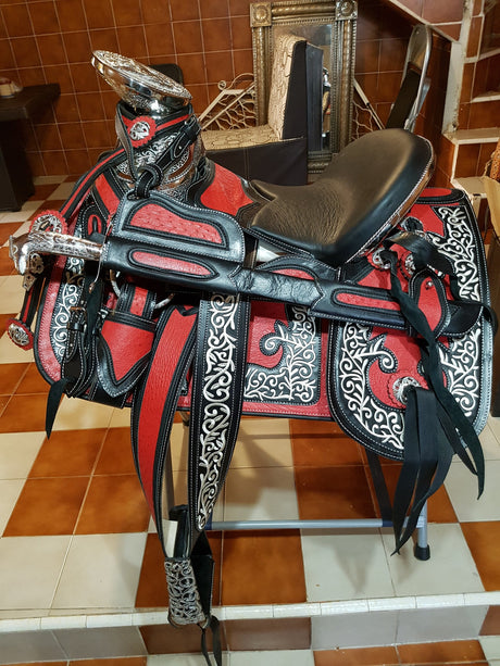 Silla charra bordada con piel de avestruz - Tiendacharra.com - Bodega Tienda Charra