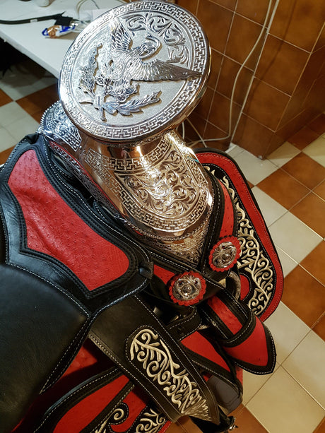 Silla charra bordada con piel de avestruz - Tiendacharra.com - Bodega Tienda Charra