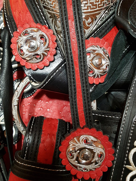 Silla charra bordada con piel de avestruz - Tiendacharra.com - Bodega Tienda Charra