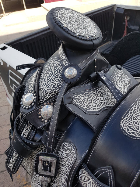 Silla charra bordada Modelo Aros (con herraje) - Tiendacharra.com - Bodega Tienda Charra