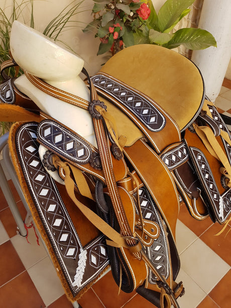 Silla charra cantina cuadrada, vistas resacadas de rombos - Tiendacharra.com - Bodega Tienda Charra