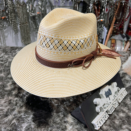 Sombrero panamá en paja de arroz bicolor - Tiendacharra.com - Bodega Tienda Charra