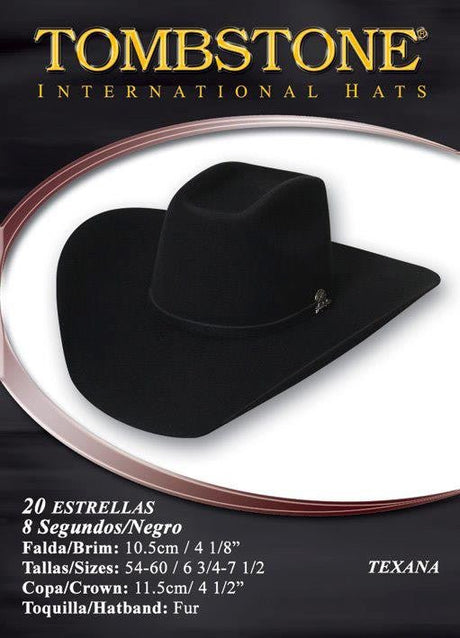 Texana modelo 8 Segundos Negra (Tombstone) - Tiendacharra.com - Bodega Tienda Charra